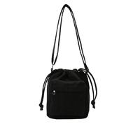 DYYEUAVT Sac bandoulière plissé for femme, avec cordon de serrage, ouverture de poche, en nylon, style décontracté(Black)