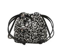 DYYEUAVT Sac de soirée brillant, sac à main, sac à bandoulière à paillettes, petit sac à main, sac à bandoulière avec cordon de serrage, sac de mariage(Silver)