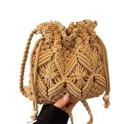 DYYEUAVT Sac fourre-tout en paille for femme - Sac bandoulière bohème de plage, sac seau ajustable, imperméable et tissé à la main(Color2)