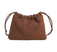 DYYEUAVT Sac fourre-tout tissé à cordon de serrage mat for femme, sac à bandoulière(Brown)