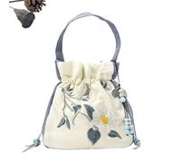 DYYEUAVT Sacs à bandoulière rétro brodés de fleurs for femmes, sac à bandoulière en dentelle avec cordon de serrage, porte-monnaie, sacs à main(Color 02)