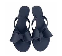 DYYEUAVT Summer Jelly Slippers Women Butterfly PVC Sweet Beach Pull On Flat Solid Ladies Versatile Anti Slip(Deep Blue,40)