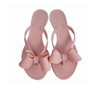 DYYEUAVT Summer Jelly Slippers Women Butterfly PVC Sweet Beach Pull On Flat Solid Ladies Versatile Anti Slip(Pink,37)