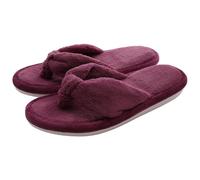 DYYEUAVT Women Home Slippers Open Toes Cozy Fur Flip-flops Winter Indoor Flat Bottom Cloud Slipper Comfortable Shoes(Red,38-39)