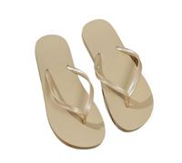 DYYEUAVT Women's Summer Casual Solid Colour Lightweight Comfortable Non-slip Bathroom Beach Pool EVA Round Head Flat Bottom Flip-flops(Khaki,36-37)