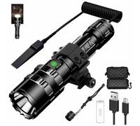 DYZYXJ Lampe torche LED rechargeable L2 USB 1600 lumens Super Bright Light 5 modes avec support Picatinny Rail, interrupteur à pression (Lumière blanche)