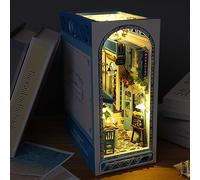 Dzaayediiy Kit de bricolage pour coin de livres, puzzle en bois 3D pour bibliothèque, décoration avec lumière chaude
