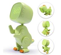 Dzaayediiy Réveil pour enfants, filles, garçons, réveil numérique pour enfants, veilleuse, dinosaure, snooze, avec alarme à 3 groupes, son et luminosité réglables via charge USB, vert