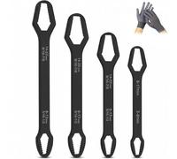 DzaiCrkwd 4 PCS Universal Double Ended Wrench Set, Self-Tightening Adjustable Wrench 5/16"-7/8" & 1/8"-11/16", Multi-Function Wrench, Universal Car Torx Wrench Kit for Home Car Bicycle Repair (Black)