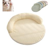 DzaiCrkwd Breeze Bed for Cats, Ice Silk Breeze Bed, Machine Washable, Cushion Sleeping Beds for Cats Puppy Kitten Prevent Overheating for Pets (19.68inch) (Beige)