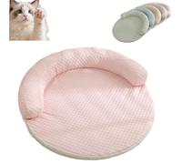 DzaiCrkwd Breeze Bed for Cats, Ice Silk Breeze Bed, Machine Washable, Cushion Sleeping Beds for Cats Puppy Kitten Prevent Overheating for Pets (19.68inch) (Pink)