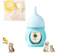 DzaiCrkwd Leak-Proof Squeezable Kitten Bottle, Silicone Kitten Bottle Feeding Kit, Newborn KittenBottle, Anti-Choking Air Valve for Flow Control for Nursing Puppy and Cat Milk(Light Blue,80ml)