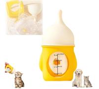 DzaiCrkwd Leak-Proof Squeezable Kitten Bottle, Silicone Kitten Bottle Feeding Kit, Newborn KittenBottle, Anti-Choking Air Valve for Flow Control for Nursing Puppy and Cat Milk(Light Yellow,80ml)