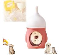 DzaiCrkwd Leak-Proof Squeezable Kitten Bottle, Silicone Kitten Bottle Feeding Kit, Newborn KittenBottle, Anti-Choking Air Valve for Flow Control for Nursing Puppy and Cat Milk(Light Pink,80ml)