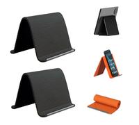 DzaiCrkwd Portable Foldable Silicone Phone Holder, Flexible Silicone Aluminum Cellphone Holder Stand, Multi-Angle Adjustable, Non-Slip Desk Stand for Mobile Phone & Small Devices (Black×2)