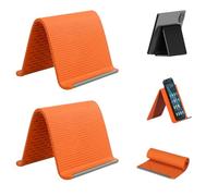 DzaiCrkwd Portable Foldable Silicone Phone Holder, Flexible Silicone Aluminum Cellphone Holder Stand, Multi-Angle Adjustable, Non-Slip Desk Stand for Mobile Phone & Small Devices (Orange×2)