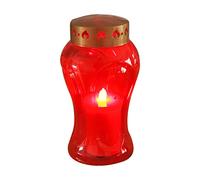 DZAY Bougie Funéraire LED Rouge ou Blanc, Lampe Solaire avec Capteur Crépusculaire, Forme de Croix pour Cimetière Exterieur
