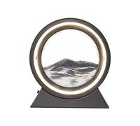 DZAY Lampe Peinture Sable Qui Coule, Cadre Sable Mouvant Dynamique, Art de Sable en Mouvement en Verre Rond, Sablier 3D Rotation à 360°, 3 Modes d'éclairage, Batteries ou USB pour Cadeaux Décoration