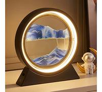 DZAY Lampe Peinture Sable Qui Coule, Cadre Sable Mouvant Dynamique, Art de Sable en Mouvement en Verre Rond, Sablier 3D Rotation à 360°, 3 Modes d'éclairage, Batteries ou USB pour Cadeaux Décoration