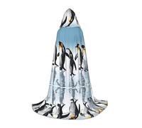 DZBDWZXH Cape à capuche imprimée pingouin pour adolescents et jeunes, mélange doux de polyester et d'élasthanne pour les fêtes d'Halloween, taille M