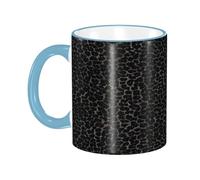 DZBDWZXH Tasses à café en céramique avec poignée bleu ciel, 325 ml, motif léopard noir, tasse à café de restaurant pour café, cappuccino, thé, cacao, céréales