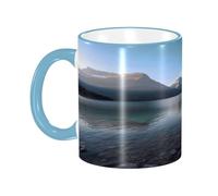 DZBDWZXH Tasses à café en céramique avec poignée bleu ciel, 325 ml, (parc national des glaciers) - Tasse à café imprimée pour café, cappuccino, thé, cacao, céréales