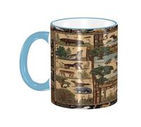 DZBDWZXH Tasses à café en céramique avec poignée bleu ciel de 325 ml - Tasse à café de restaurant pour café, cappuccino, thé, cacao, céréales