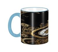 DZBDWZXH Tasses à café en céramique avec poignée bleu ciel de 325 ml - Tasse à café imprimée pour café, cappuccino, thé, cacao, céréales