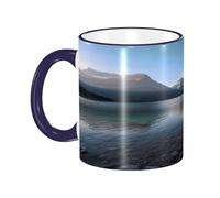 DZBDWZXH Tasses à café en céramique avec poignée bleu marine de 325 ml (parc national des glaciers) - Tasse à café imprimée pour café, cappuccino, thé, cacao, céréales