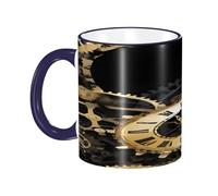 DZBDWZXH Tasses à café en céramique avec poignée bleu marine de 325 ml - Tasse à café imprimée pour café, cappuccino, thé, cacao, céréales