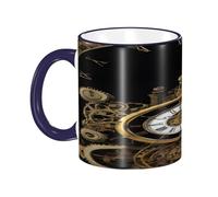 DZBDWZXH Tasses à café en céramique avec poignée bleu marine de 325 ml - Tasse à café imprimée pour café, cappuccino, thé, cacao, céréales
