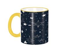 DZBDWZXH Tasses à café en céramique avec poignée jaune - 325 ml - Brille dans le noir - Tasse à café de restaurant pour café, cappuccino, thé, cacao, céréales