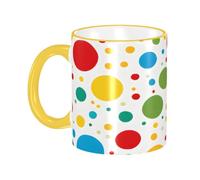 DZBDWZXH Tasses à café en céramique avec poignée jaune - 325 ml - Motif à pois - Tasse à café de restaurant pour café, cappuccino, thé, cacao, céréales