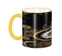 DZBDWZXH Tasses à café en céramique avec poignée jaune - 325 ml - Tasse à café imprimée pour café, cappuccino, thé, cacao, céréales