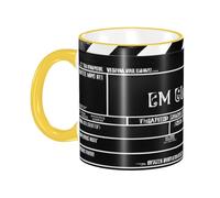 DZBDWZXH Tasses à café en céramique avec poignée jaune de 325 ml, (tableau noir de film classique, noir) - Tasse à café de restaurant pour café, cappuccino, thé, cacao, céréales