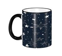 DZBDWZXH Tasses à café en céramique avec poignée noire - 325 ml - Brille dans le noir - Tasse à café de restaurant pour café, cappuccino, thé, cacao, céréales