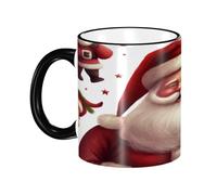 DZBDWZXH Tasses à café en céramique avec poignée noire - 325 ml - Motif Père Noël - Tasse à café de restaurant pour café, cappuccino, thé, cacao, céréales