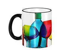DZBDWZXH Tasses à café en céramique avec poignée noire de 325 ml (verres à cocktail et bouteilles de vin) pour café, cappuccino, thé, cacao, céréales