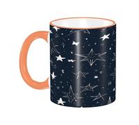 DZBDWZXH Tasses à café en céramique avec poignée orange - 325 ml - Brille dans le noir - Tasse à café de restaurant pour café, cappuccino, thé, cacao, céréales