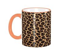 DZBDWZXH Tasses à café en céramique avec poignée orange 325 ml, imprimé léopard, tasse à café de restaurant pour café, cappuccino, thé, cacao, céréales