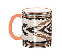 DZBDWZXH Tasses à café en céramique avec poignée orange - 325 ml - Imprimé natif - Tasse à café de restaurant pour café, cappuccino, thé, cacao, céréales