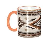DZBDWZXH Tasses à café en céramique avec poignée orange - 325 ml - Imprimé natif - Tasse à café de restaurant pour café, cappuccino, thé, cacao, céréales
