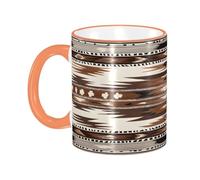 DZBDWZXH Tasses à café en céramique avec poignée orange - 325 ml - Imprimé natif - Tasse à café de restaurant pour café, cappuccino, thé, cacao, céréales
