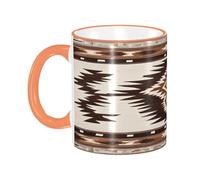 DZBDWZXH Tasses à café en céramique avec poignée orange - 325 ml - Imprimé natif - Tasse à café de restaurant pour café, cappuccino, thé, cacao, céréales