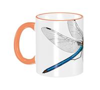 DZBDWZXH Tasses à café en céramique avec poignée orange - 325 ml - Motif libellule mignonne - Tasse à café de restaurant pour café, cappuccino, thé, cacao, céréales