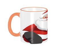 DZBDWZXH Tasses à café en céramique avec poignée orange - 325 ml - Motif Père Noël mignon - Tasse à café de restaurant pour café, cappuccino, thé, cacao, céréales