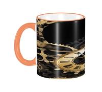 DZBDWZXH Tasses à café en céramique avec poignée orange - 325 ml - Tasse à café imprimée pour café, cappuccino, thé, cacao, céréales