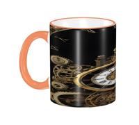 DZBDWZXH Tasses à café en céramique avec poignée orange - 325 ml - Tasse à café imprimée pour café, cappuccino, thé, cacao, céréales