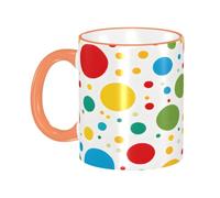 DZBDWZXH Tasses à café en céramique avec poignée orange - 325 ml (Twister Polka Dots) - Tasse à café de restaurant pour café, cappuccino, thé, cacao, céréales