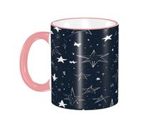 DZBDWZXH Tasses à café en céramique avec poignée rose - 325 ml - Brille dans le noir - Tasse à café de restaurant pour café, cappuccino, thé, cacao, céréales
